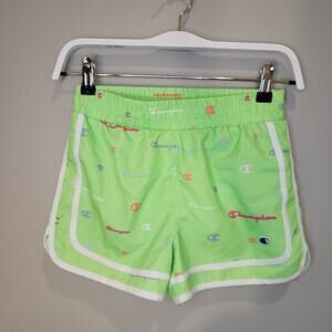 Champion Shorts Neon Green Girls Shorts - Logo Soccer Tennis Running - Size M